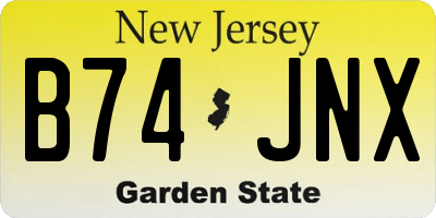 NJ license plate B74JNX