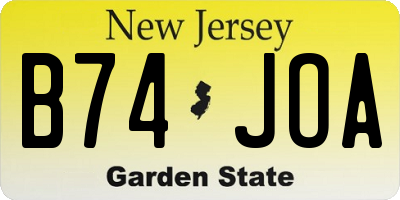 NJ license plate B74JOA