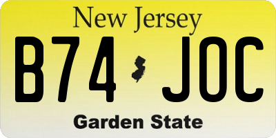 NJ license plate B74JOC