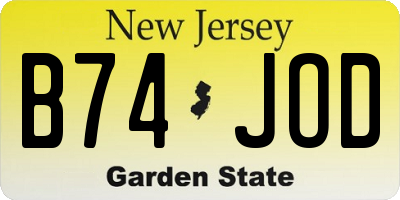 NJ license plate B74JOD