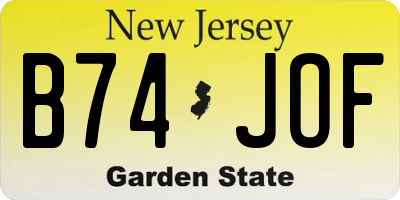 NJ license plate B74JOF