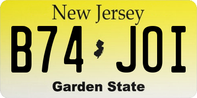NJ license plate B74JOI