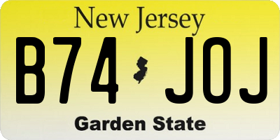 NJ license plate B74JOJ
