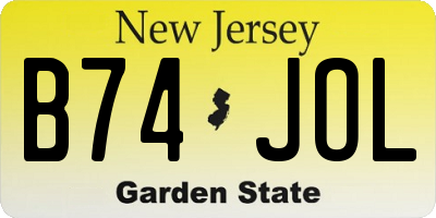 NJ license plate B74JOL