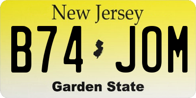 NJ license plate B74JOM