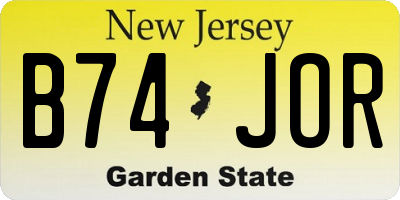 NJ license plate B74JOR
