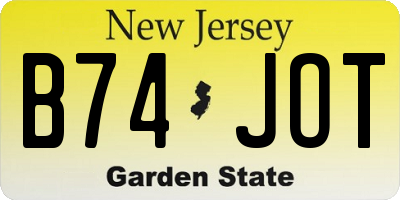 NJ license plate B74JOT