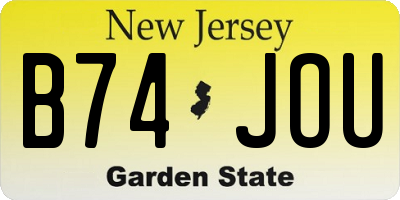 NJ license plate B74JOU