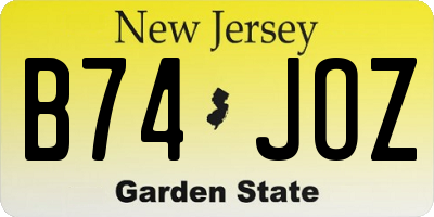 NJ license plate B74JOZ