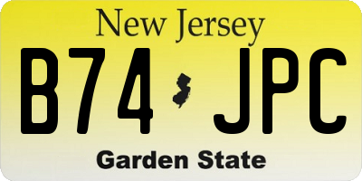 NJ license plate B74JPC