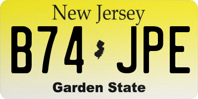 NJ license plate B74JPE