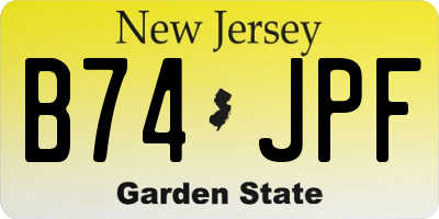 NJ license plate B74JPF