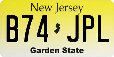 NJ license plate B74JPL