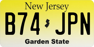 NJ license plate B74JPN
