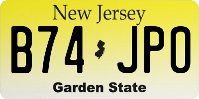 NJ license plate B74JPO