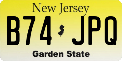 NJ license plate B74JPQ