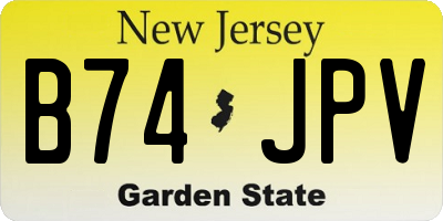 NJ license plate B74JPV