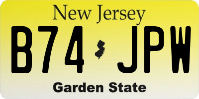 NJ license plate B74JPW