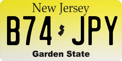 NJ license plate B74JPY
