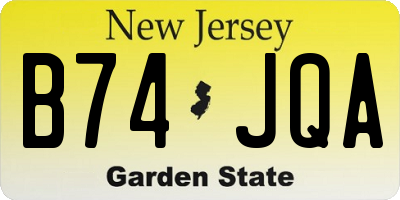 NJ license plate B74JQA
