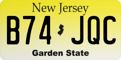 NJ license plate B74JQC