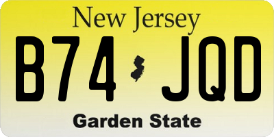 NJ license plate B74JQD