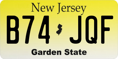 NJ license plate B74JQF