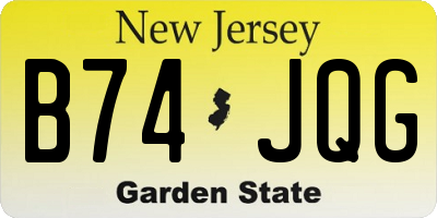 NJ license plate B74JQG