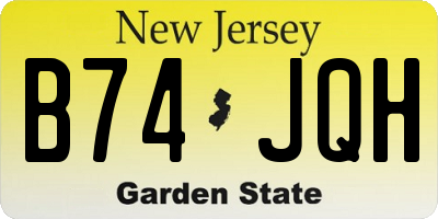NJ license plate B74JQH
