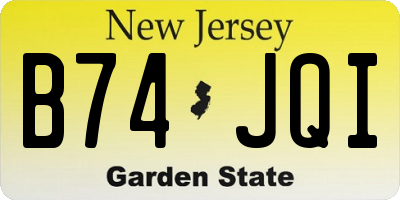 NJ license plate B74JQI