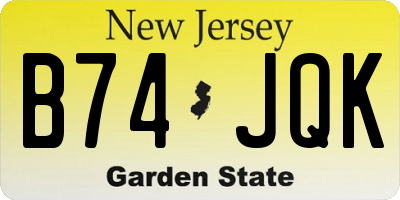 NJ license plate B74JQK