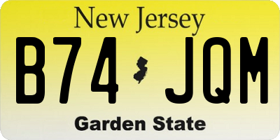 NJ license plate B74JQM