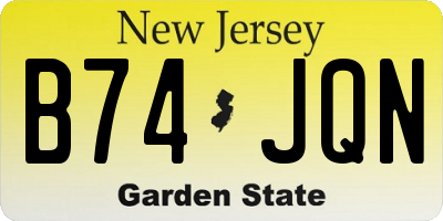 NJ license plate B74JQN