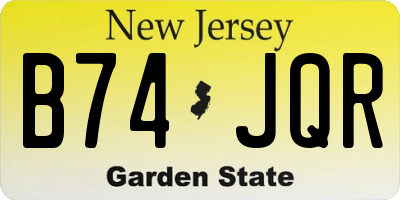 NJ license plate B74JQR