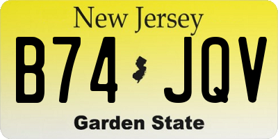 NJ license plate B74JQV