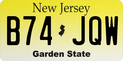 NJ license plate B74JQW