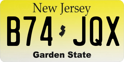 NJ license plate B74JQX