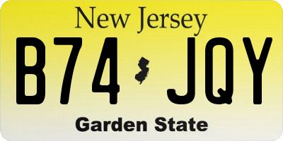 NJ license plate B74JQY