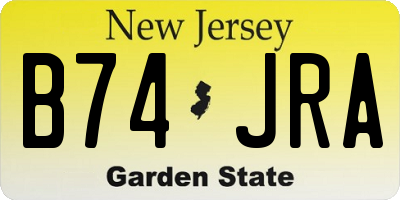 NJ license plate B74JRA