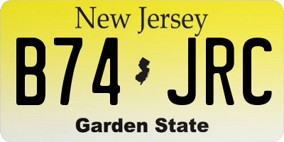 NJ license plate B74JRC