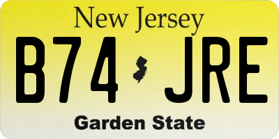 NJ license plate B74JRE