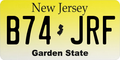NJ license plate B74JRF