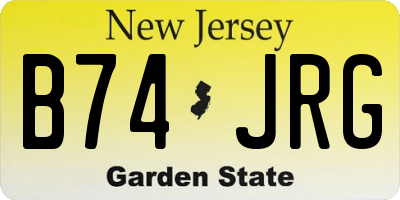 NJ license plate B74JRG