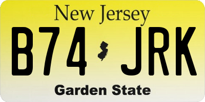 NJ license plate B74JRK
