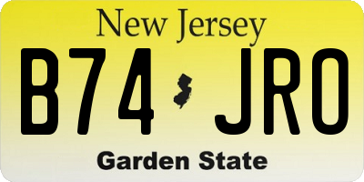 NJ license plate B74JRO