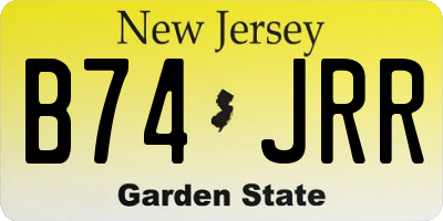 NJ license plate B74JRR