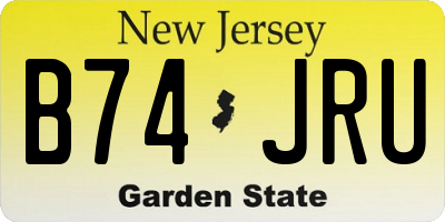 NJ license plate B74JRU