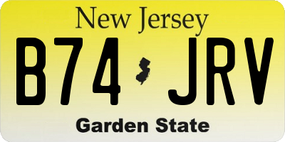 NJ license plate B74JRV