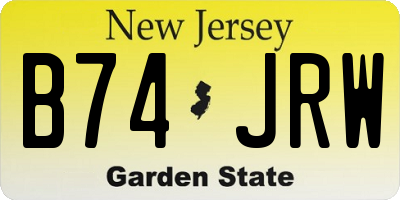 NJ license plate B74JRW