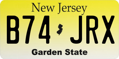 NJ license plate B74JRX